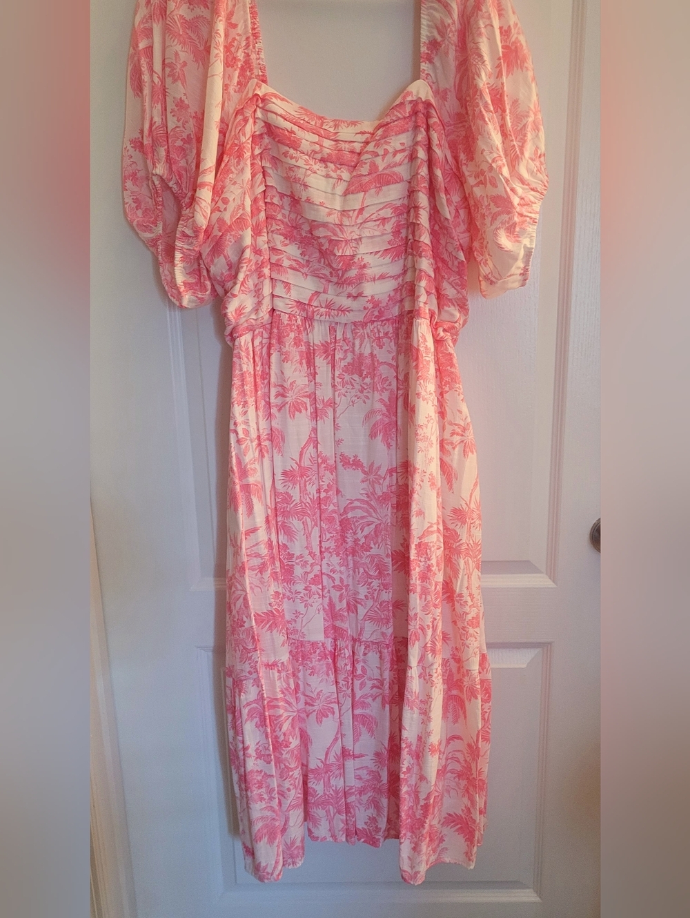 LC Lauren Conrad Pink Toile Square-Neck Midi Dress - Picture 2 of 9